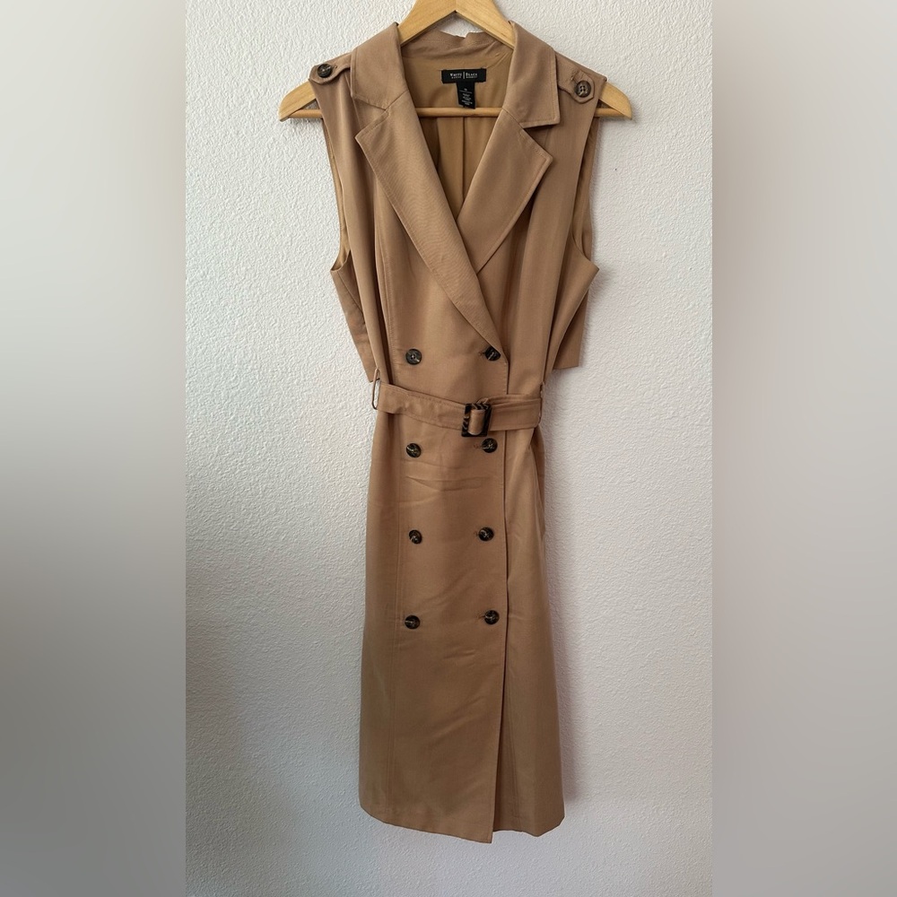 White House Black Market Tan Double-Breasted Midi Dress